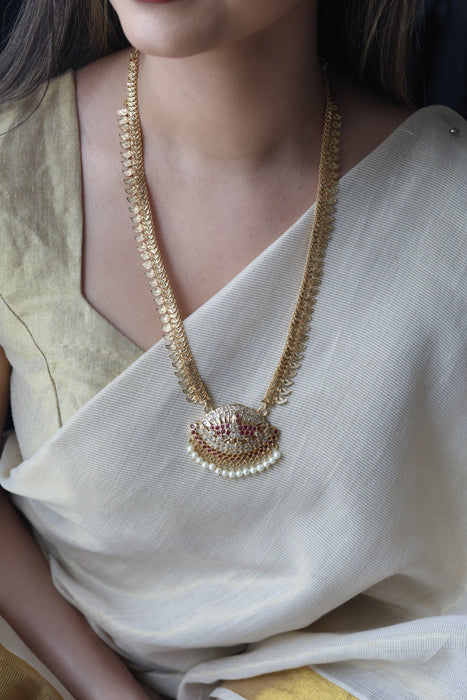 Heritage gold plated padakam long necklace HP243