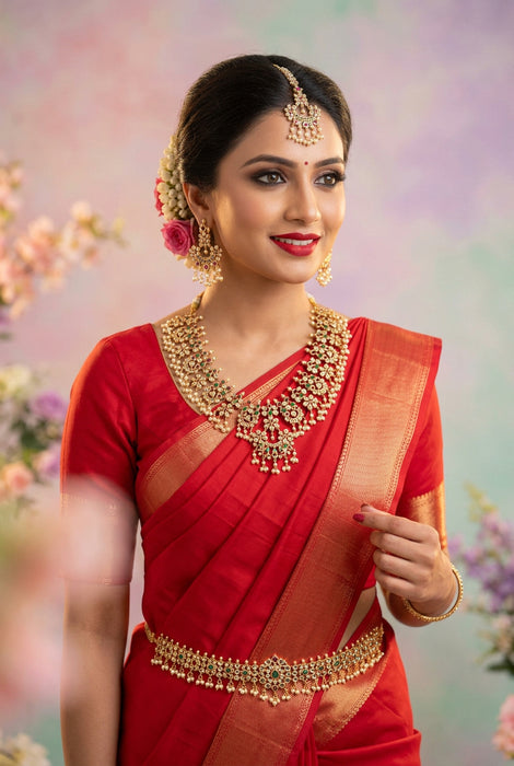 Antique pearl short necklace with earrings SS11722