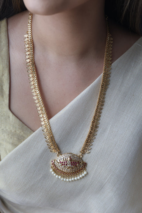 Heritage gold plated padakam long necklace HP243