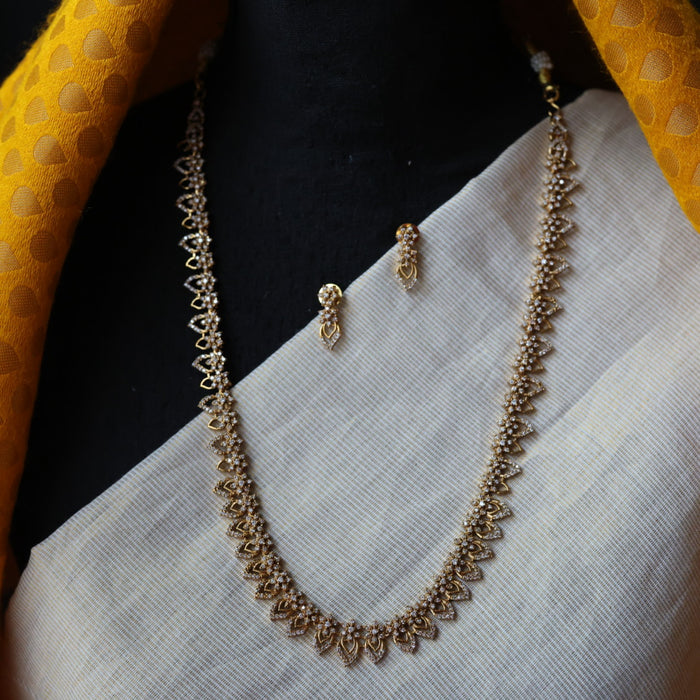 Antique ruby stone long necklace and earrings LL03779