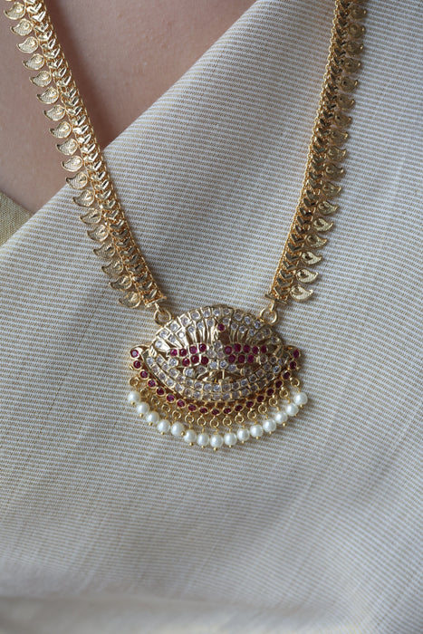 Heritage gold plated padakam long necklace HP243