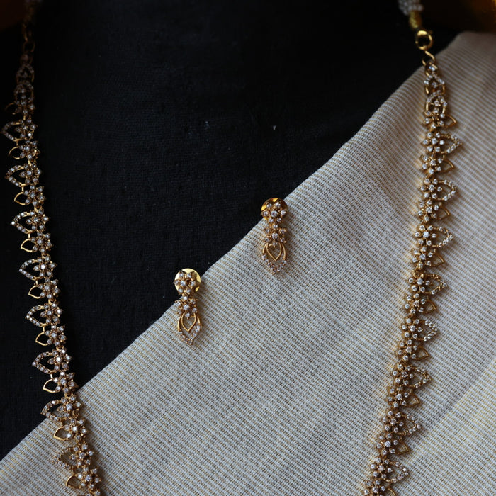 Antique ruby stone long necklace and earrings LL03779