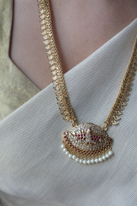Heritage gold plated padakam long necklace HP243