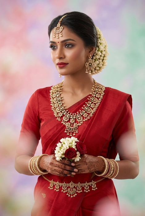 Antique pearl short necklace with earrings SS11722