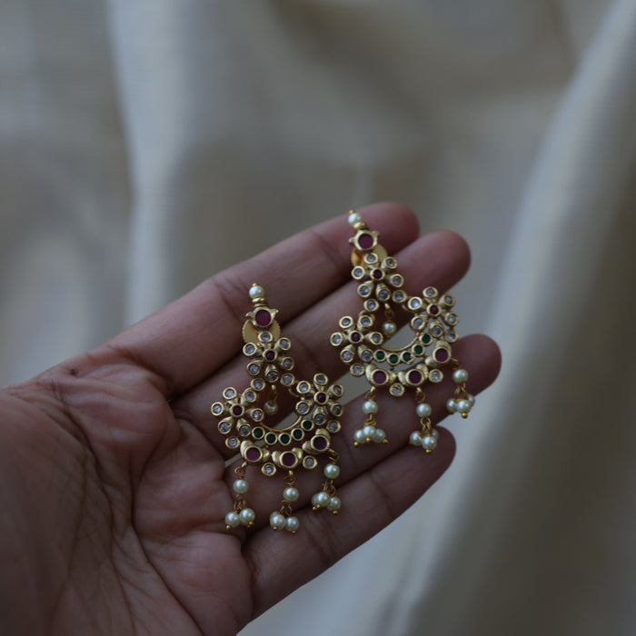Antique pearl short necklace with earrings SS11722