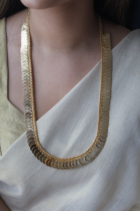 Heritage gold plated coin long necklace HL662