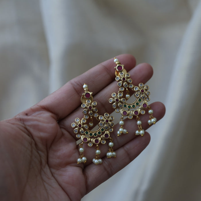 Antique pearl short necklace with earrings SS11722