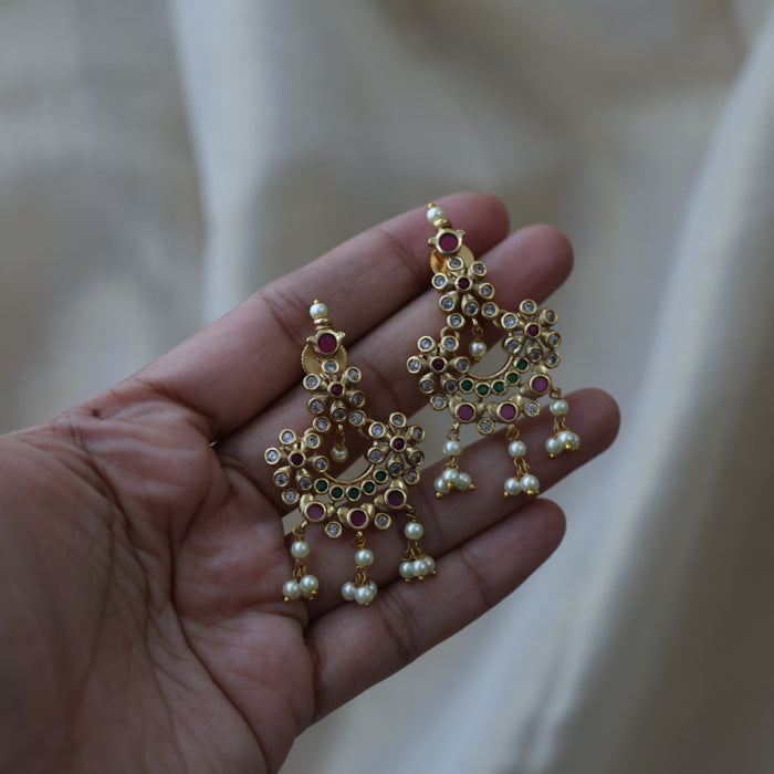Antique pearl short necklace with earrings SS11722