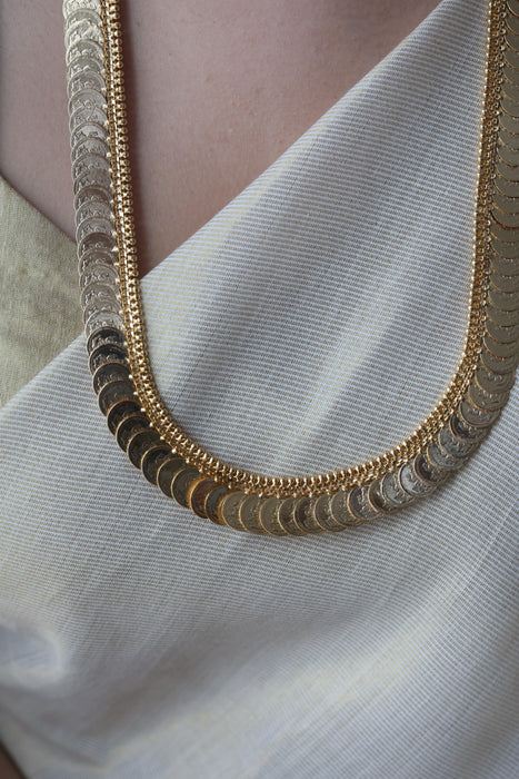 Heritage gold plated coin long necklace HL662