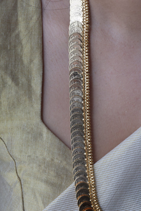 Heritage gold plated coin long necklace HL662