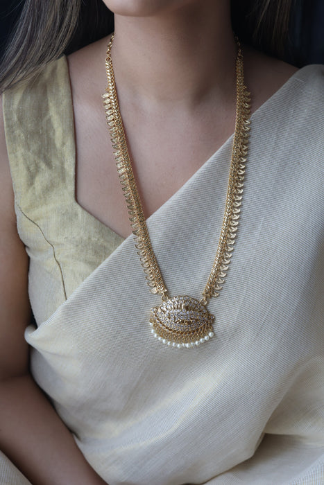 Heritage gold plated padakam long necklace HP82994