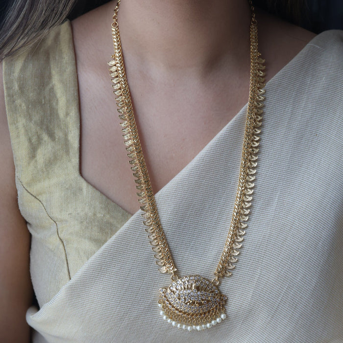 Heritage gold plated long padakam necklace HL5123