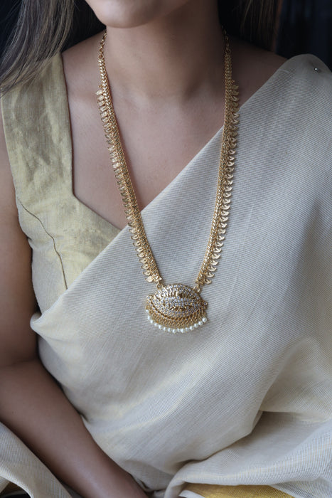 Heritage gold plated long padakam necklace HL5123
