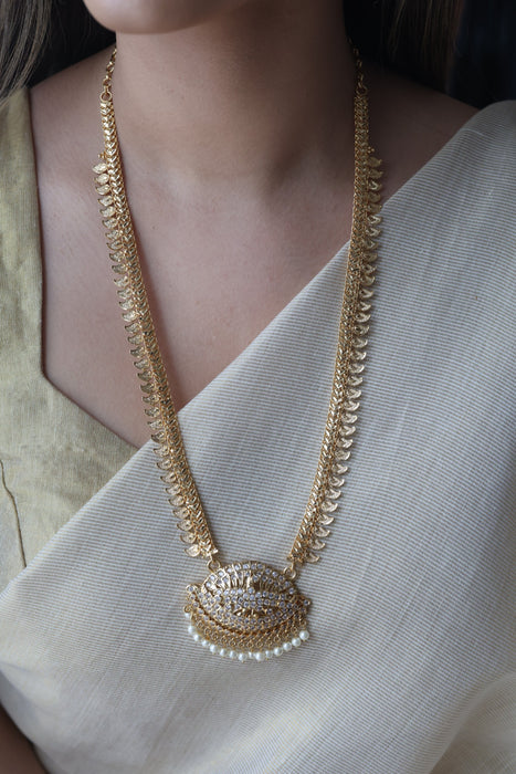 Heritage gold plated padakam long necklace HP82994