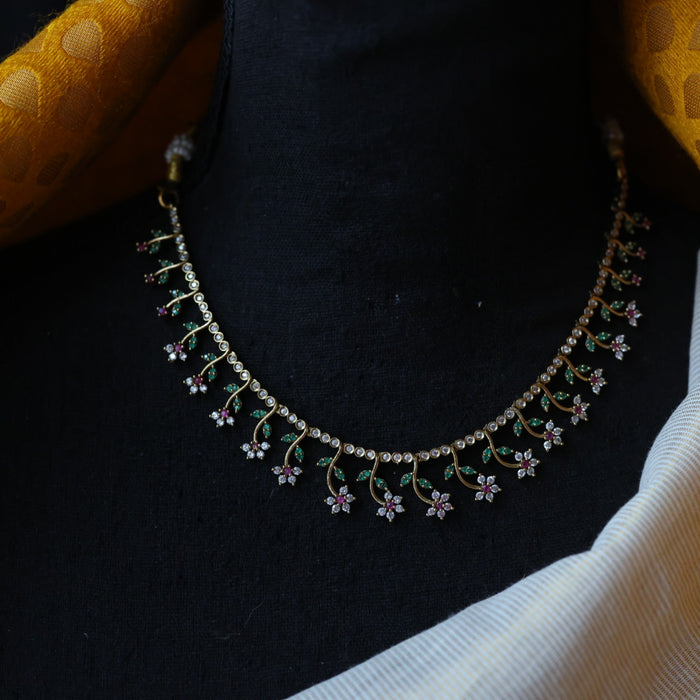 Antique ruby stone short necklace and earrings SS108088