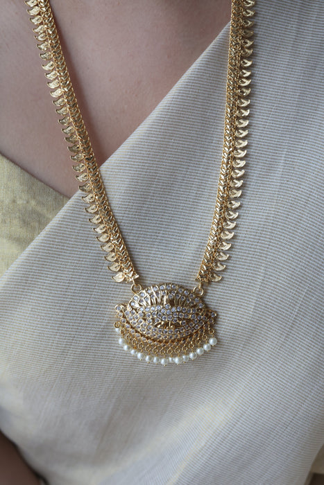 Heritage gold plated long padakam necklace HL5123