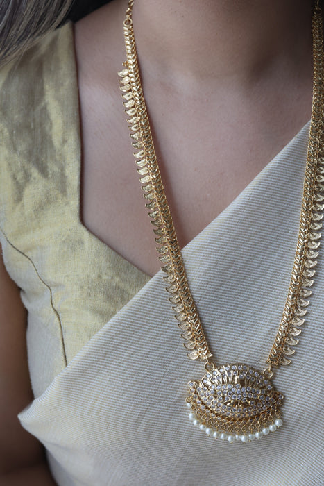Heritage gold plated padakam long necklace HP82994