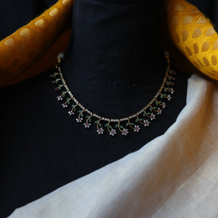 Antique ruby stone short necklace and earrings SS108088