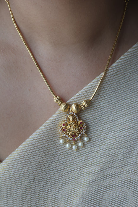 Heritage gold plated lakshmi short necklace H793
