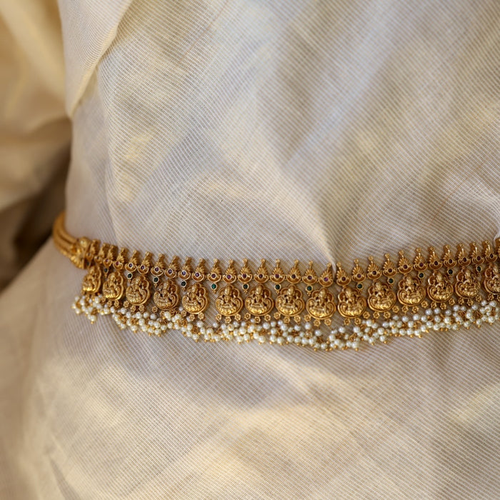 Antique gold and pearl temple design waistchain AW4575
