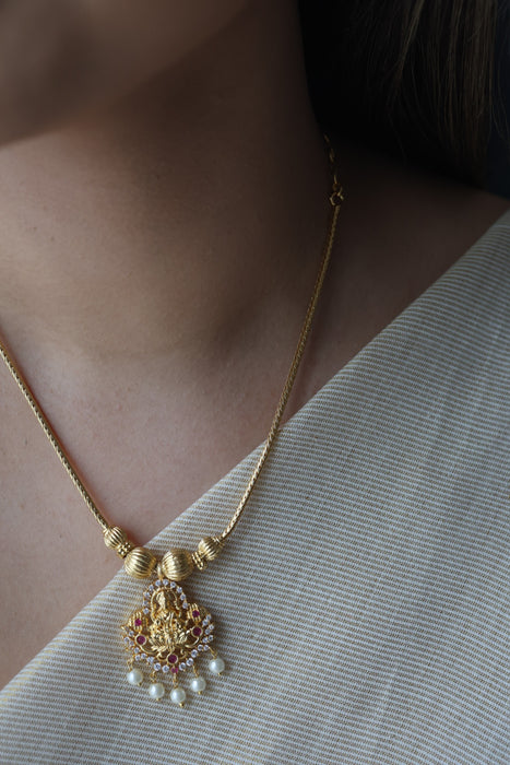 Heritage gold plated lakshmi short necklace H793