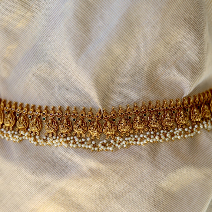 Antique gold and pearl temple design waistchain AW4575