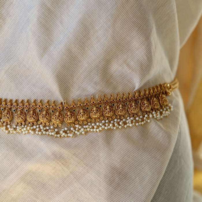 Antique gold and pearl temple design waistchain AW4575
