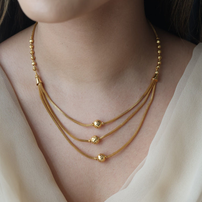 Heritage gold plated simple short necklace HS1023