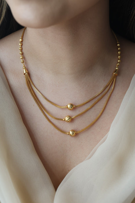 Heritage gold plated simple short necklace HS1023