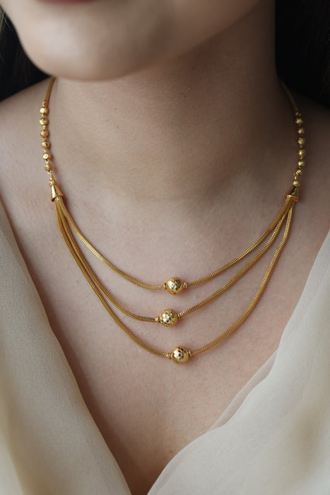 Heritage gold plated simple short necklace HS1023