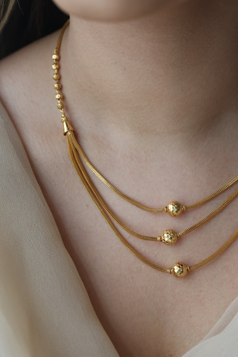 Heritage gold plated simple short necklace HS1023