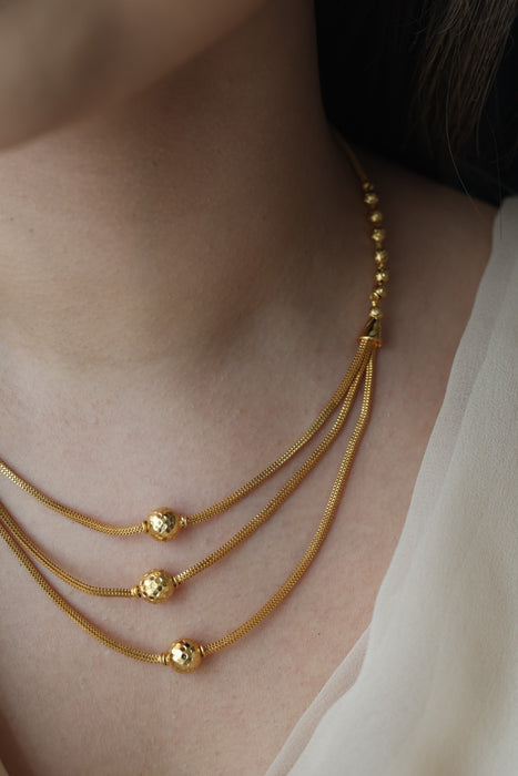 Heritage gold plated simple short necklace HS1023