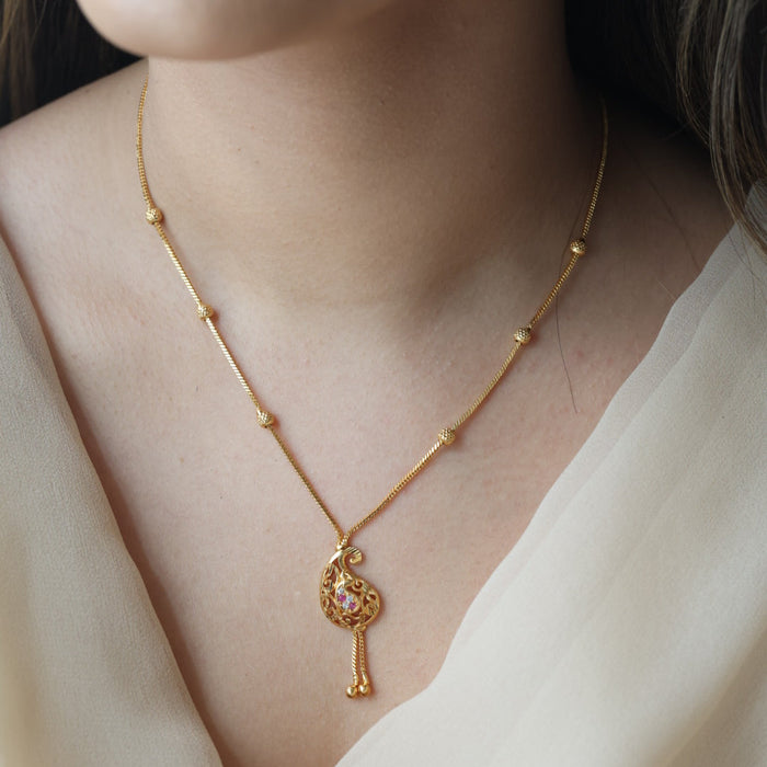 Heritage gold plated simple short necklace HS913