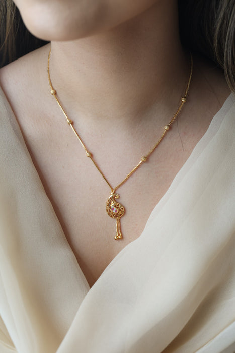 Heritage gold plated simple short necklace HS913