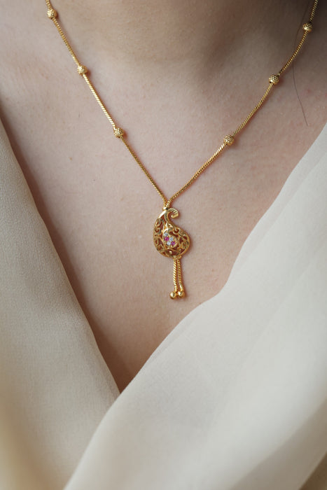 Heritage gold plated simple short necklace HS913