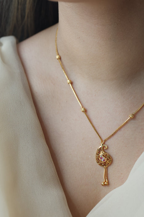 Heritage gold plated simple short necklace HS913