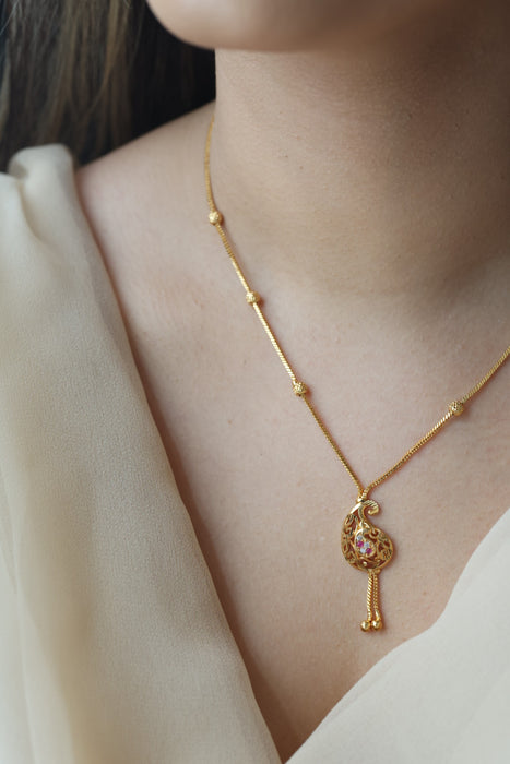 Heritage gold plated simple short necklace HS913
