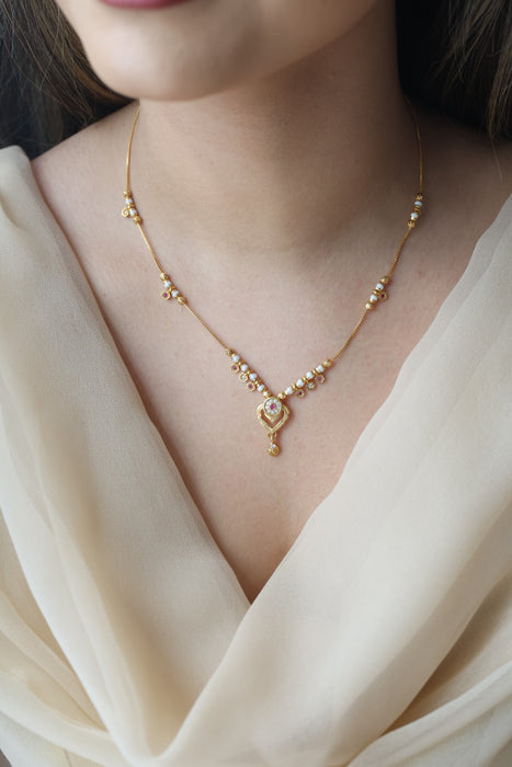 Heritage gold plated simple short necklace HS1892