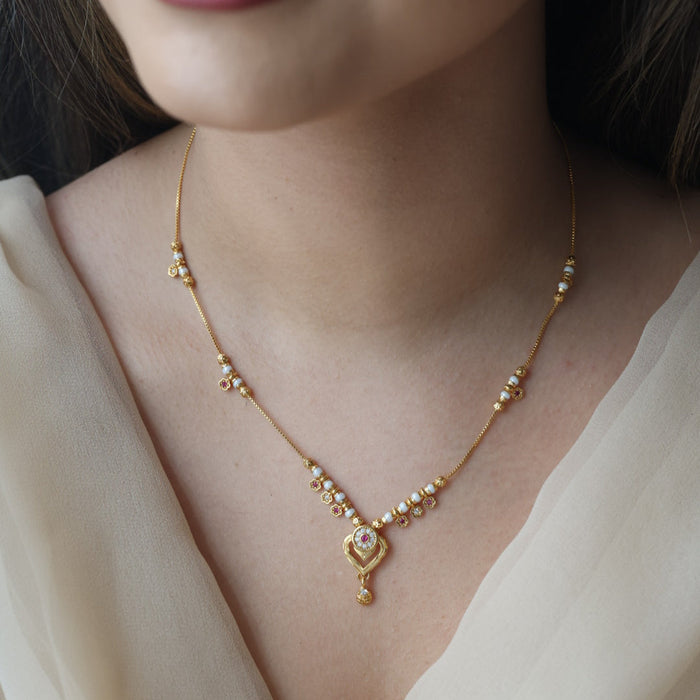 Heritage gold plated simple short necklace HS1892