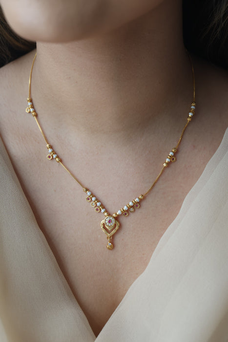 Heritage gold plated simple short necklace HS1892