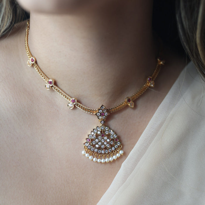 Heritage gold plated short necklace H754