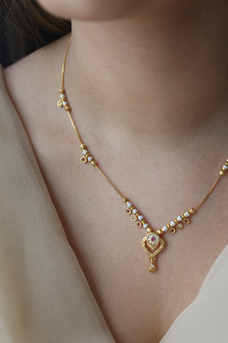 Heritage gold plated simple short necklace HS1892