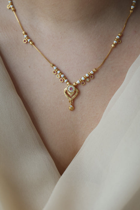Heritage gold plated simple short necklace HS1892