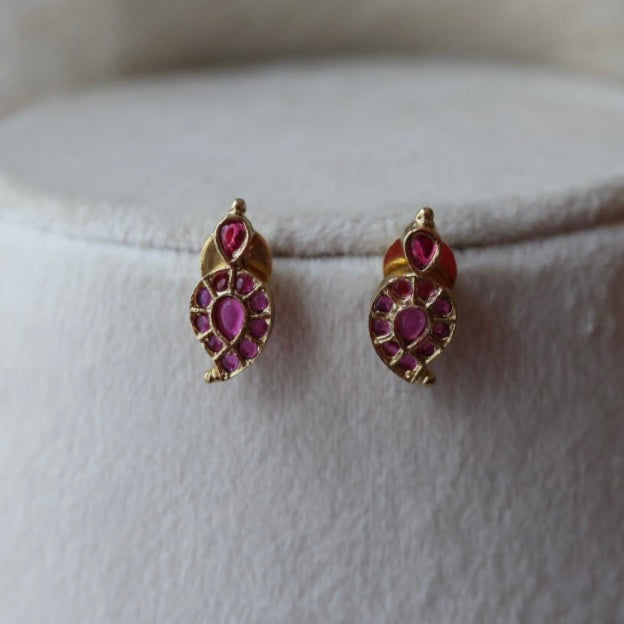 Antique ruby stone mango short necklace and earrings SS10836