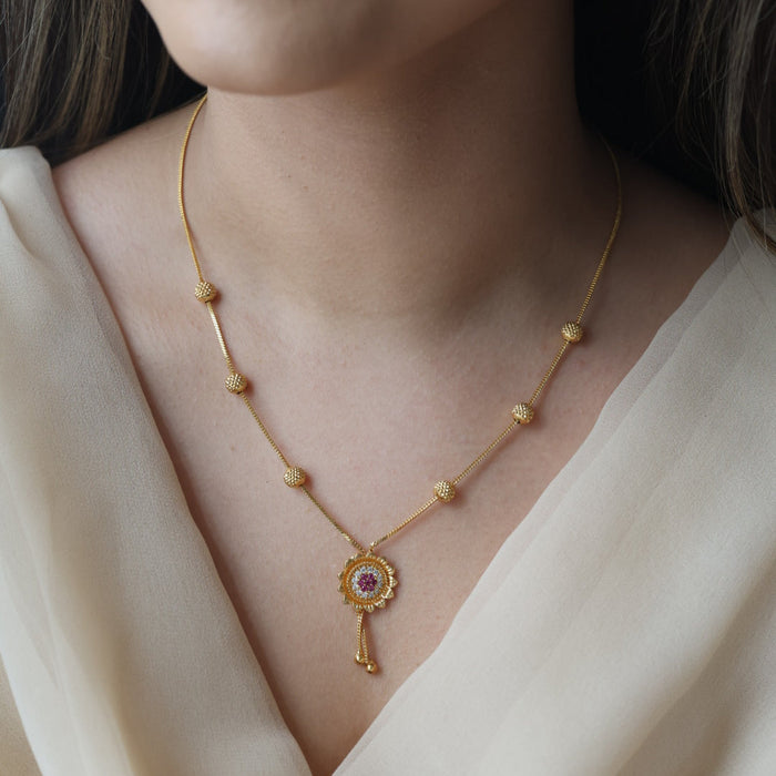Heritage gold plated simple short necklace HS8234