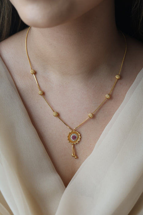 Heritage gold plated simple short necklace HS8234
