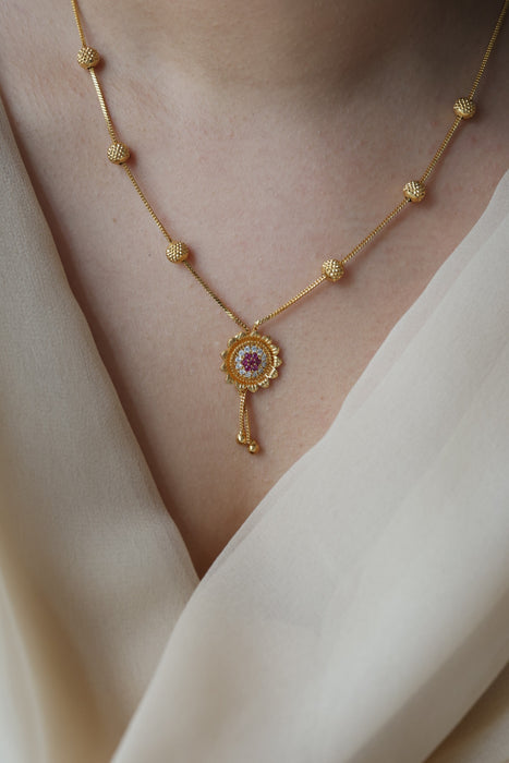 Heritage gold plated simple short necklace HS8234