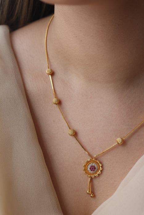 Heritage gold plated simple short necklace HS8234