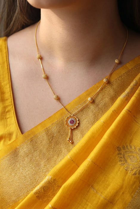 Heritage gold plated simple short necklace HS8234