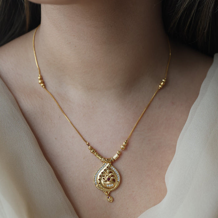 Heritage gold plated simple short necklace HS2113